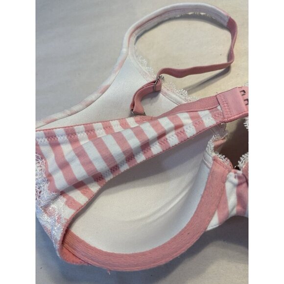 Victorias Secret 34C Pushup Bra Padded Pink White Striped Underwire - Picture 5 of 8